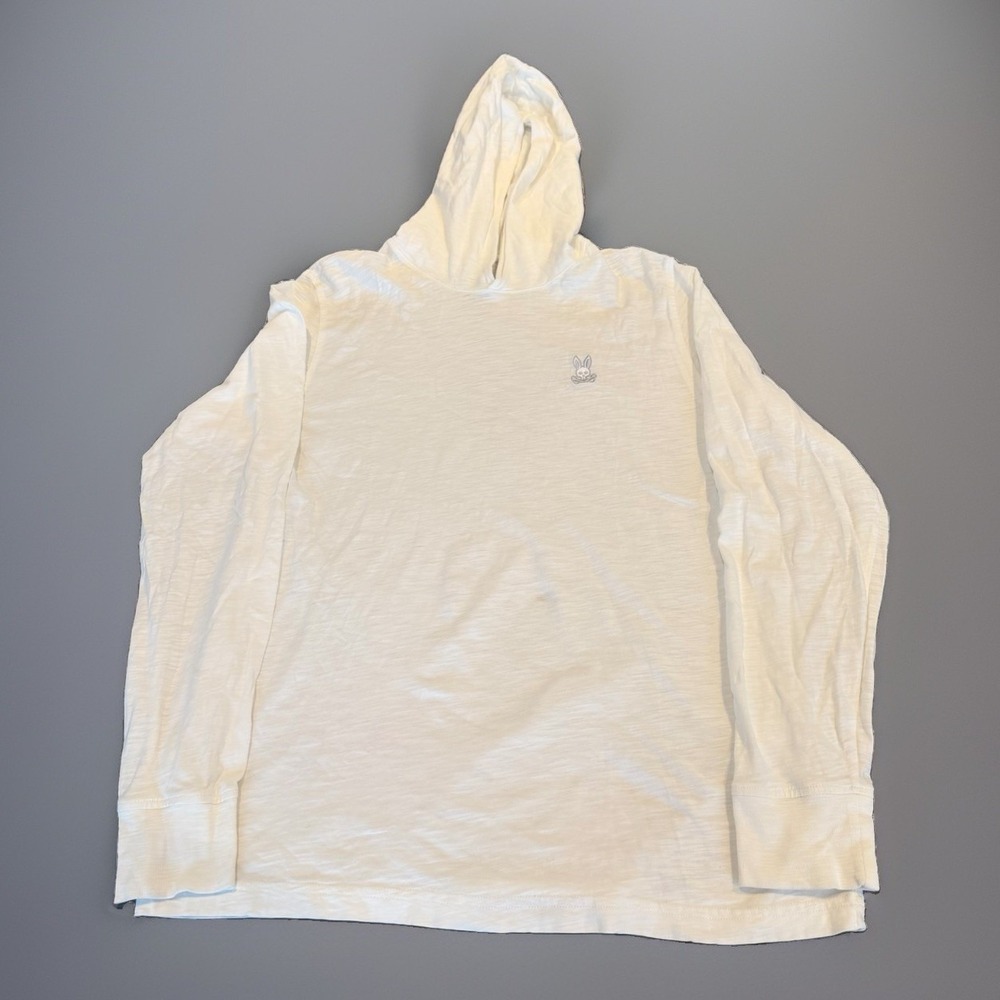 Psycho Bunny Hoodie Mens Medium White Lightweight Pullover Size 5